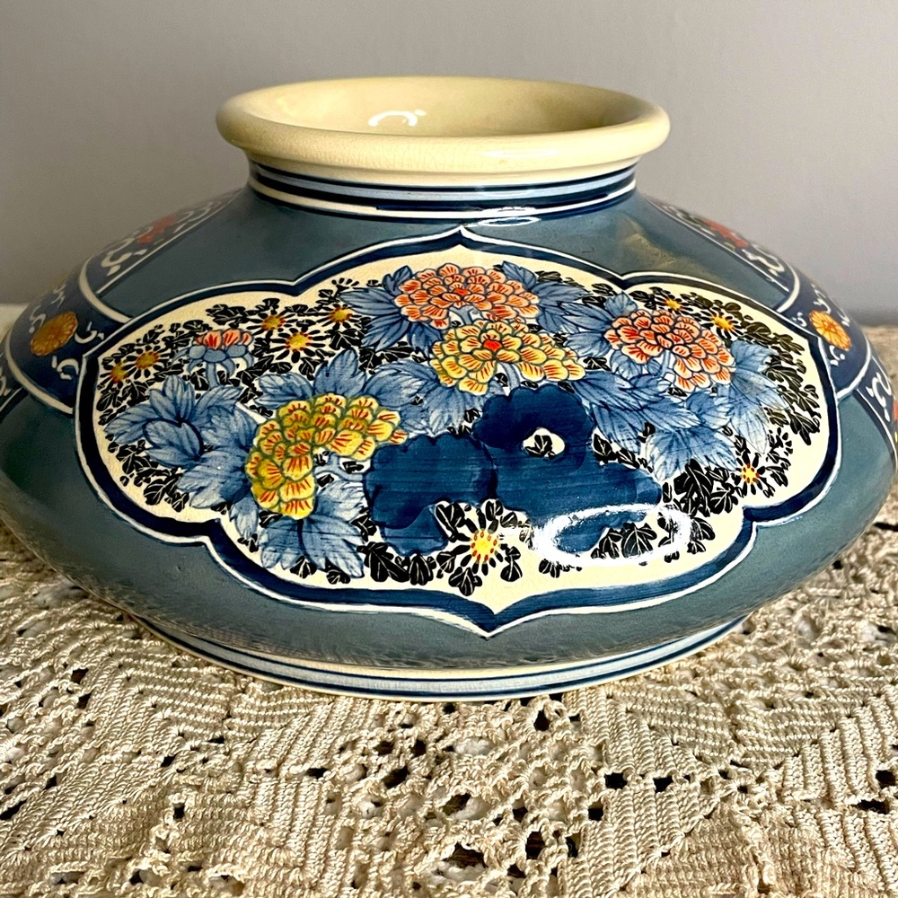 Beautifully Crazed Squat Imari Vase